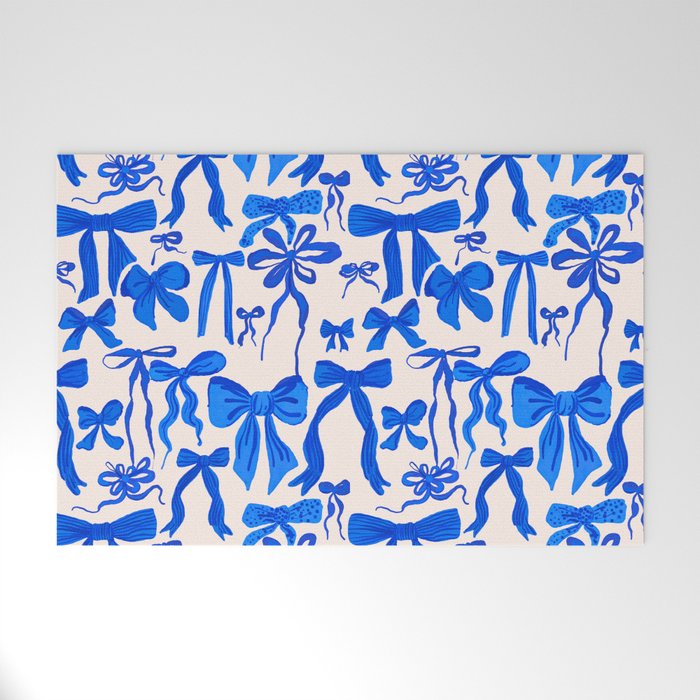 Whimsical Blue Bow Pattern - Perfect for Creative Holiday and Winter Projects Welcome Mat Gallery Image 1
