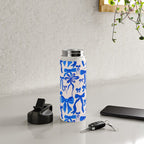 Whimsical Blue Bow Pattern - Perfect for Creative Holiday and Winter Projects Water Bottle Gallery Image 4