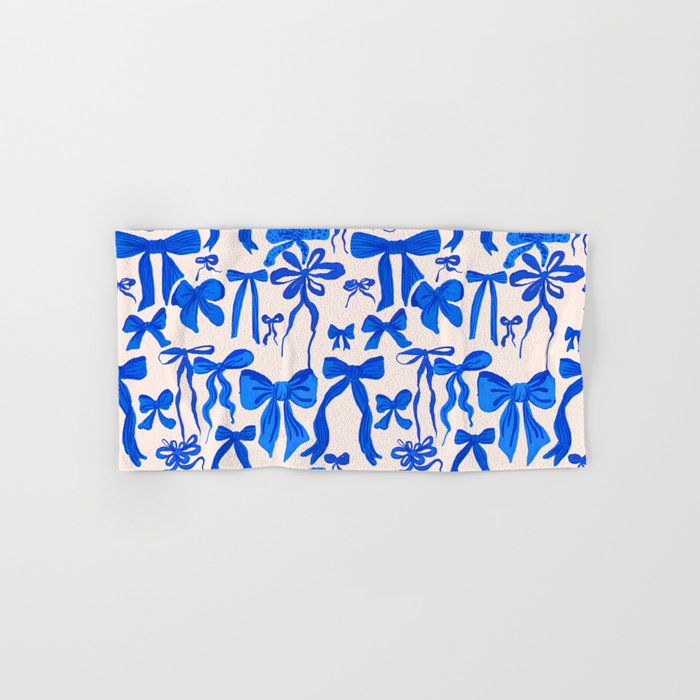 Whimsical Blue Bow Pattern - Perfect for Creative Holiday and Winter Projects Bath Towel Gallery Image 1