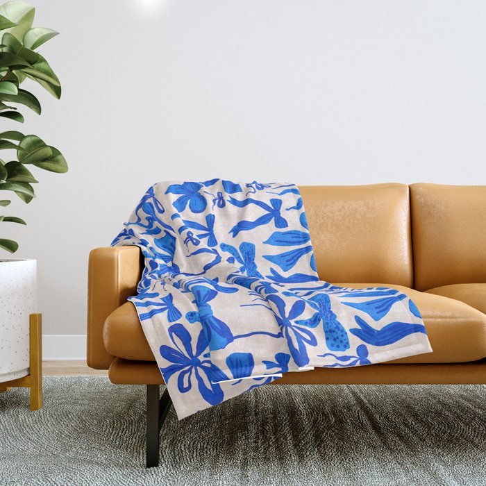 Whimsical Blue Bow Pattern - Perfect for Creative Holiday and Winter Projects Throw Blanket Gallery Image 1