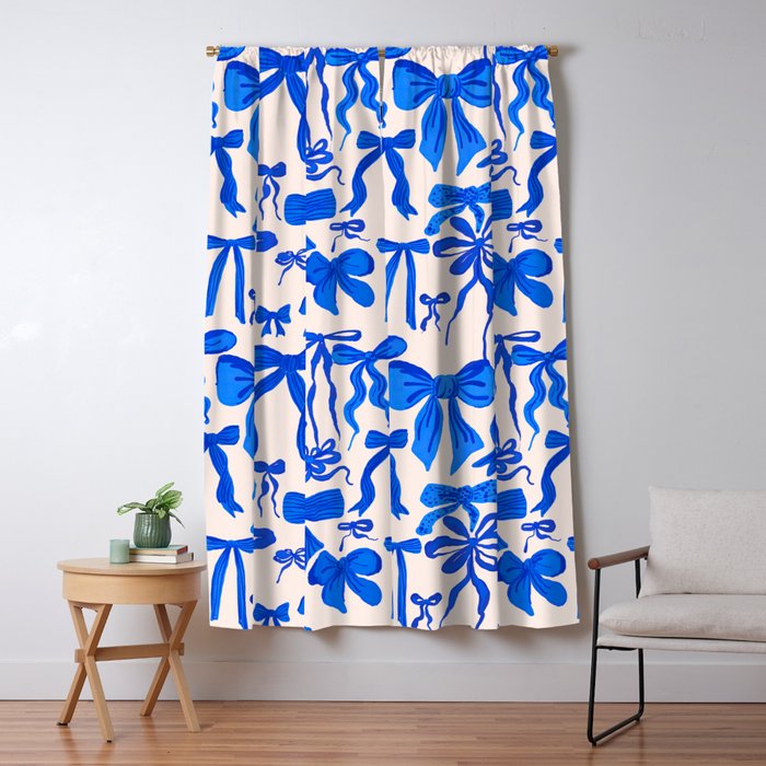 Whimsical Blue Bow Pattern - Perfect for Creative Holiday and Winter Projects Window Curtain Gallery Image 5