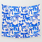 Whimsical Blue Bow Pattern - Perfect for Creative Holiday and Winter Projects Wall Tapestry Gallery Image 4
