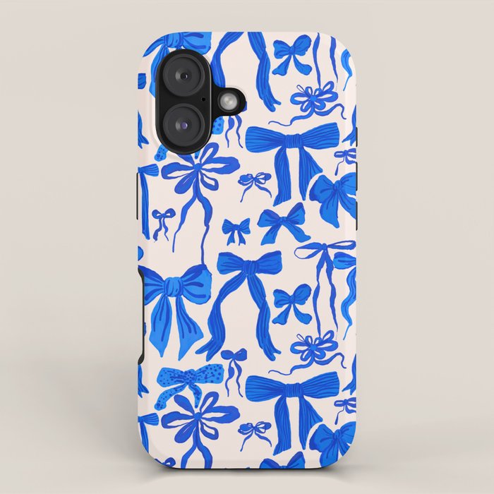 Whimsical Blue Bow Pattern - Perfect for Creative Holiday and Winter Projects iPhone Case Gallery Image 1