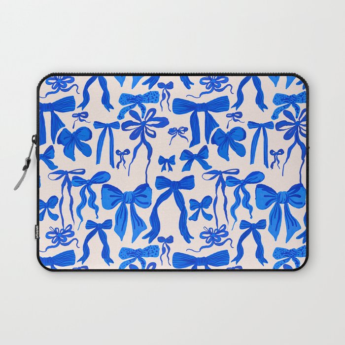 Whimsical Blue Bow Pattern - Perfect for Creative Holiday and Winter Projects Laptop Sleeve Gallery Image 1