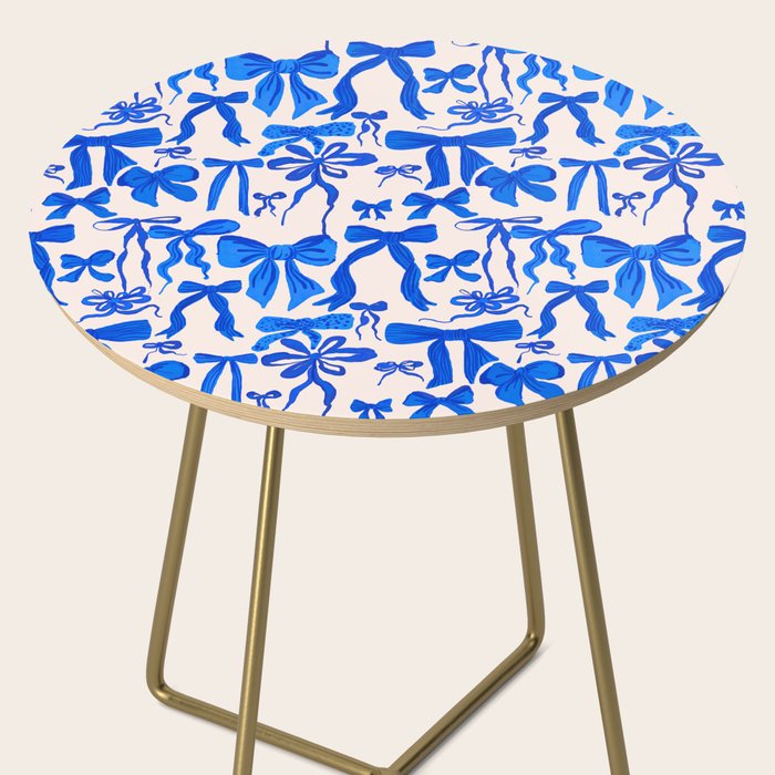 Whimsical Blue Bow Pattern - Perfect for Creative Holiday and Winter Projects Side Table Gallery Image 2