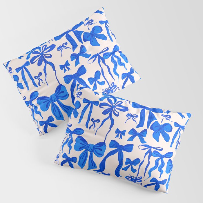 Whimsical Blue Bow Pattern - Perfect for Creative Holiday and Winter Projects Pillow Sham Gallery Image 1