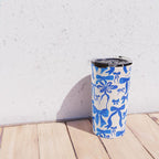 Whimsical Blue Bow Pattern - Perfect for Creative Holiday and Winter Projects Travel Mug Gallery Image 4