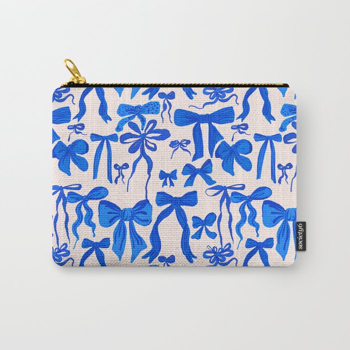 Whimsical Blue Bow Pattern - Perfect for Creative Holiday and Winter Projects Carry All Pouch Gallery Image 1
