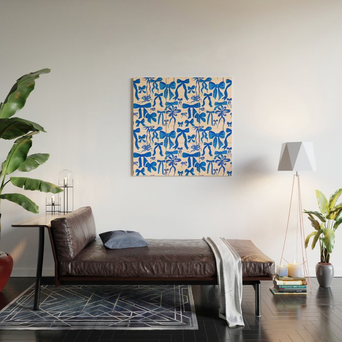 Whimsical Blue Bow Pattern - Perfect for Creative Holiday and Winter Projects Wood Wall Art Gallery Image 2