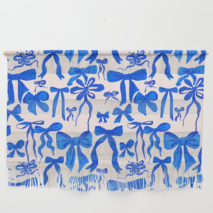 Whimsical Blue Bow Pattern - Perfect for Creative Holiday and Winter Projects Wall Hanging Gallery Image 1