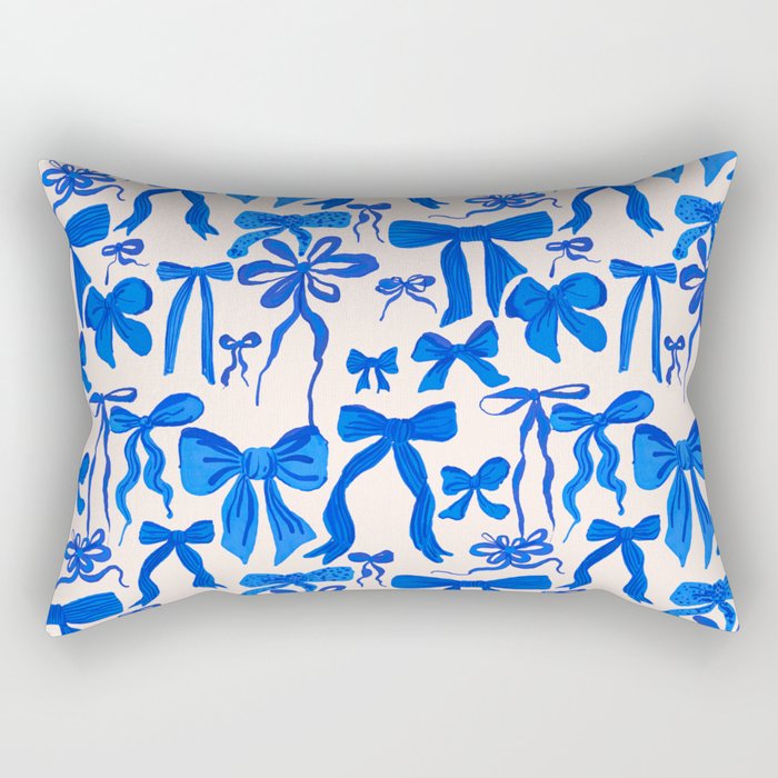 Whimsical Blue Bow Pattern - Perfect for Creative Holiday and Winter Projects Rectangular Pillow Gallery Image 1