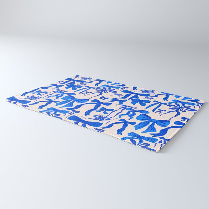 Whimsical Blue Bow Pattern - Perfect for Creative Holiday and Winter Projects Rug Gallery Image 3