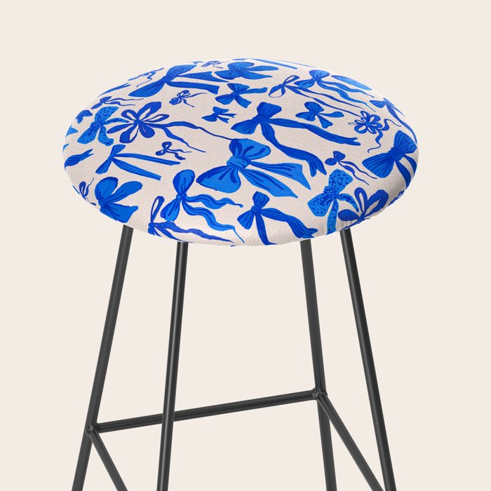 Whimsical Blue Bow Pattern - Perfect for Creative Holiday and Winter Projects Stool Gallery Image 2