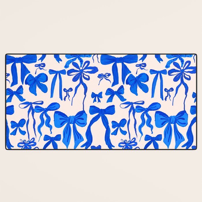 Whimsical Blue Bow Pattern - Perfect for Creative Holiday and Winter Projects Desk Mat Gallery Image 3