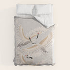 traditional Japanese cranes bright illustration Comforter Gallery Image 6