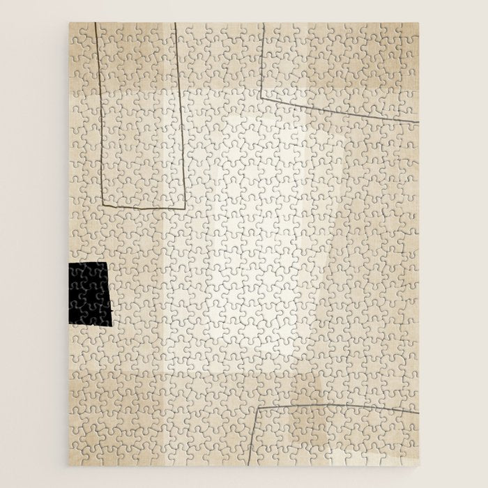 Minimalist Beige Black Japandi Artwork I Jigsaw Puzzle