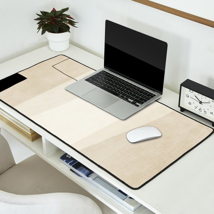 Minimalist Beige Black Japandi Artwork I Desk Mat Gallery Image 2