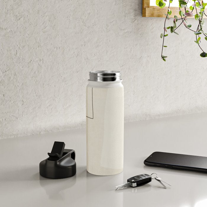 Minimalist Beige Black Japandi Artwork I Water Bottle Gallery Image 4