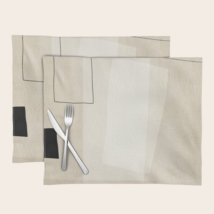 Minimalist Beige Black Japandi Artwork I Placemat Gallery Image 1