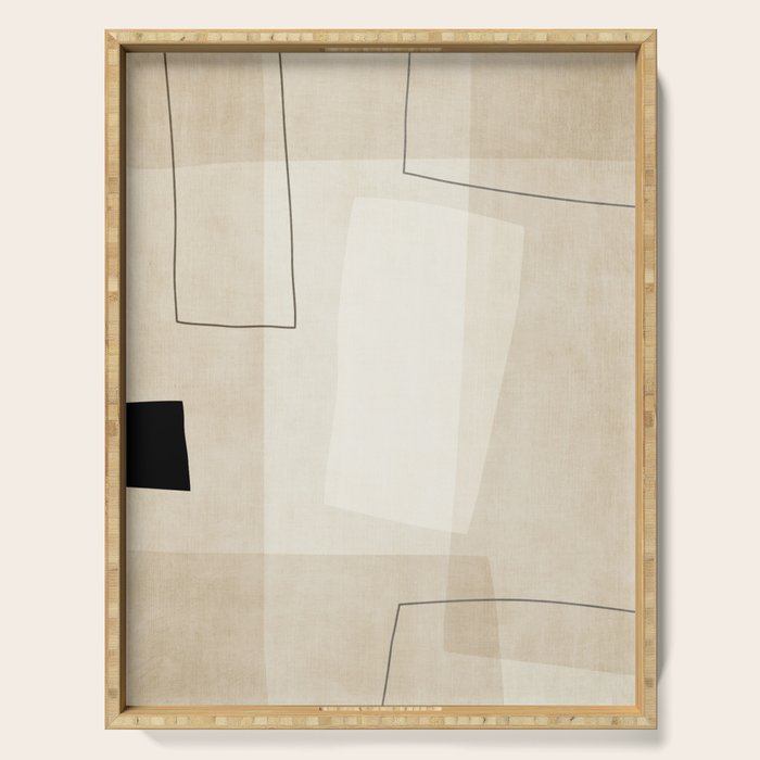 Minimalist Beige Black Japandi Artwork I Serving Tray Gallery Image 1