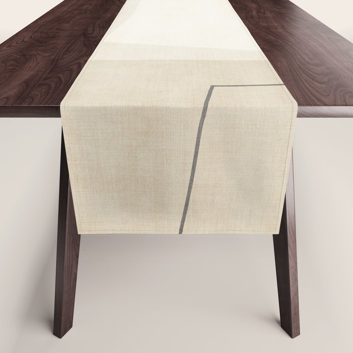 Minimalist Beige Black Japandi Artwork I Table Runner Gallery Image 1