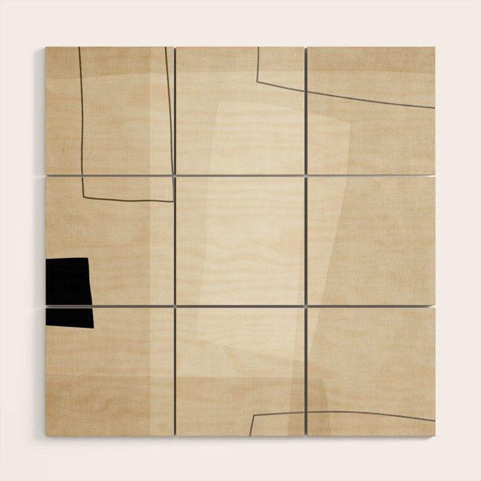 Minimalist Beige Black Japandi Artwork I Wood Wall Art Gallery Image 1
