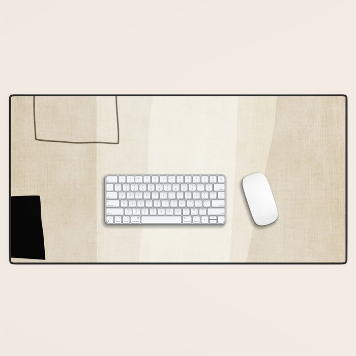 Minimalist Beige Black Japandi Artwork I Desk Mat Gallery Image 1