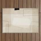 Minimalist Beige Black Japandi Artwork I Outdoor Rug Gallery Image 1