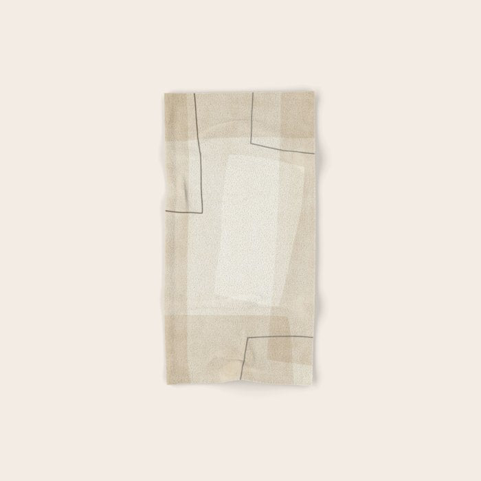 Minimalist Beige Black Japandi Artwork I Bath Towel Gallery Image 1