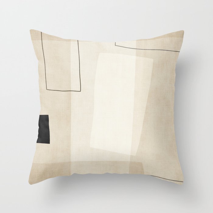 Minimalist Beige Black Japandi Artwork I Throw Pillow Gallery Image 1