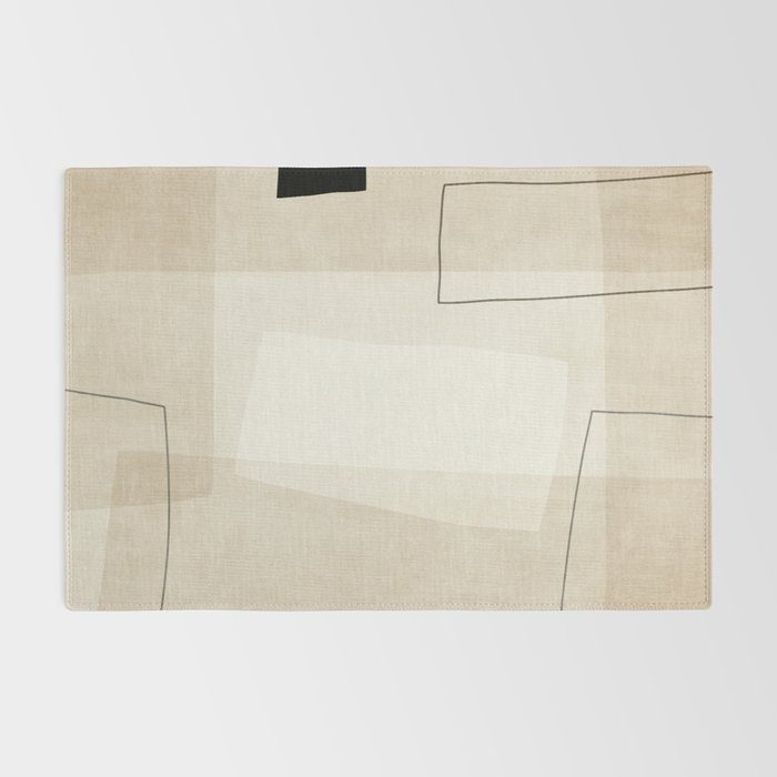 Minimalist Beige Black Japandi Artwork I Rug Gallery Image 2
