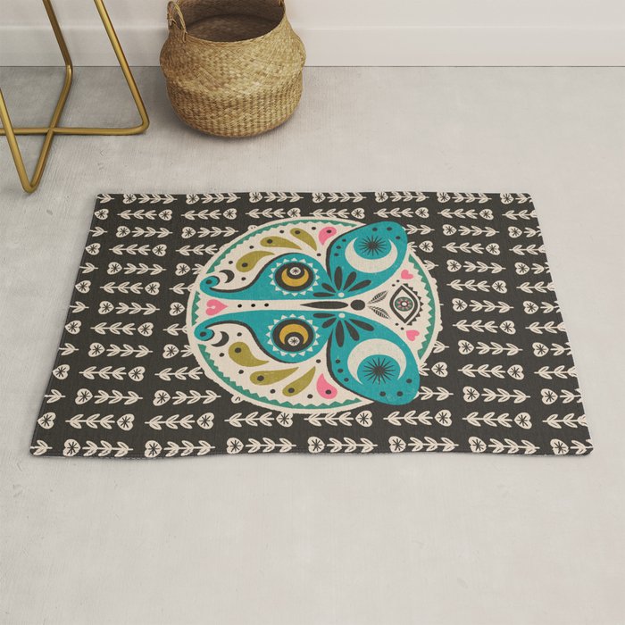 Luna Moth - Black Rug Gallery Image 1
