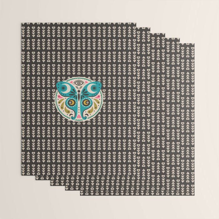 Luna Moth - Black Wrapping Paper Gallery Image 3