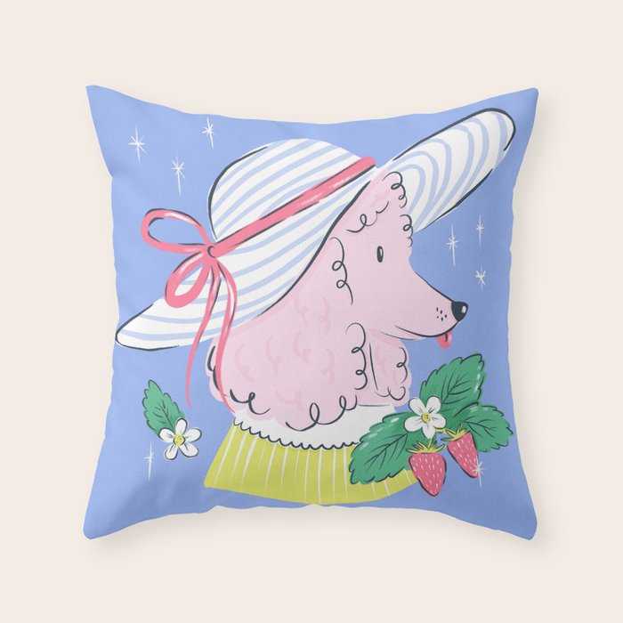 Summer Poodle with Strawberries Throw Pillow Gallery Image 6