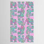 Elephant Block Print in Pink and Green Tablecloth Gallery Image 2