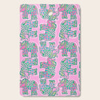 Elephant Block Print in Pink and Green Cutting Board Gallery Image 1