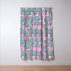 Elephant Block Print in Pink and Green Window Curtain Gallery Image 3