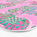 Elephant Block Print in Pink and Green Bath Mat Gallery Image 3