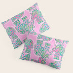 Elephant Block Print in Pink and Green Pillow Sham Gallery Image 3