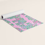 Elephant Block Print in Pink and Green Yoga Mat Gallery Image 2