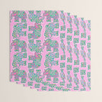 Elephant Block Print in Pink and Green Wrapping Paper Gallery Image 3
