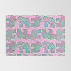Elephant Block Print in Pink and Green Rug Gallery Image 2