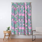 Elephant Block Print in Pink and Green Window Curtain Gallery Image 5