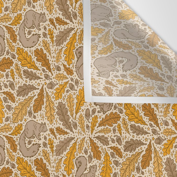 Oak & Squirrels | Autumn Yellows Palette Wall Tapestry Gallery Image 3