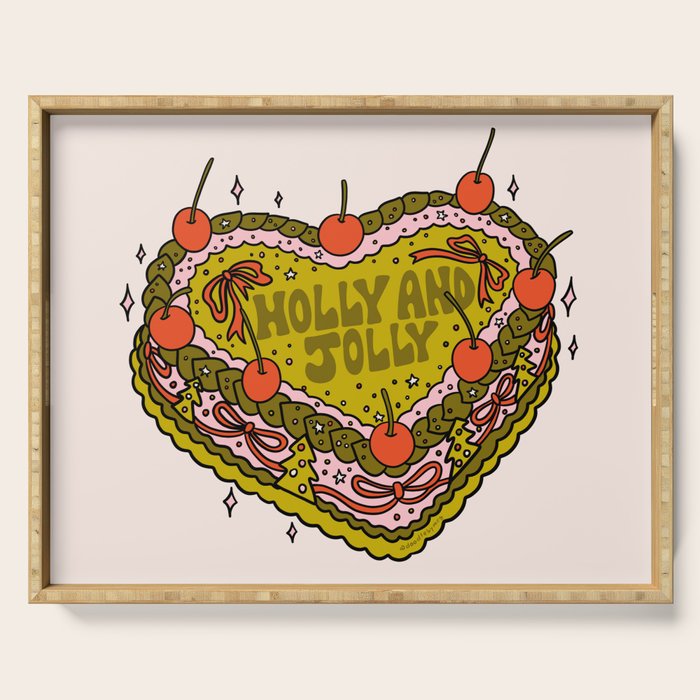Holly Jolly Cake Serving Tray Gallery Image 1