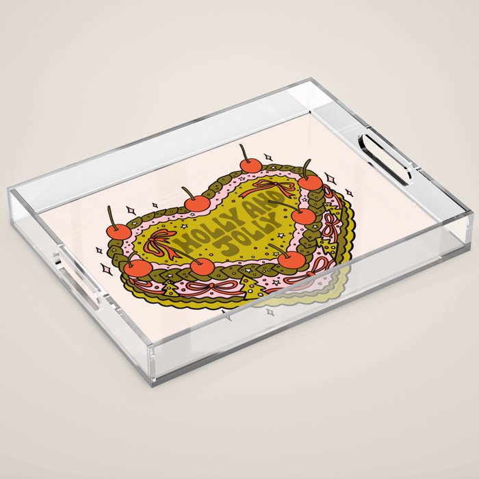 Holly Jolly Cake Acrylic Tray Gallery Image 1