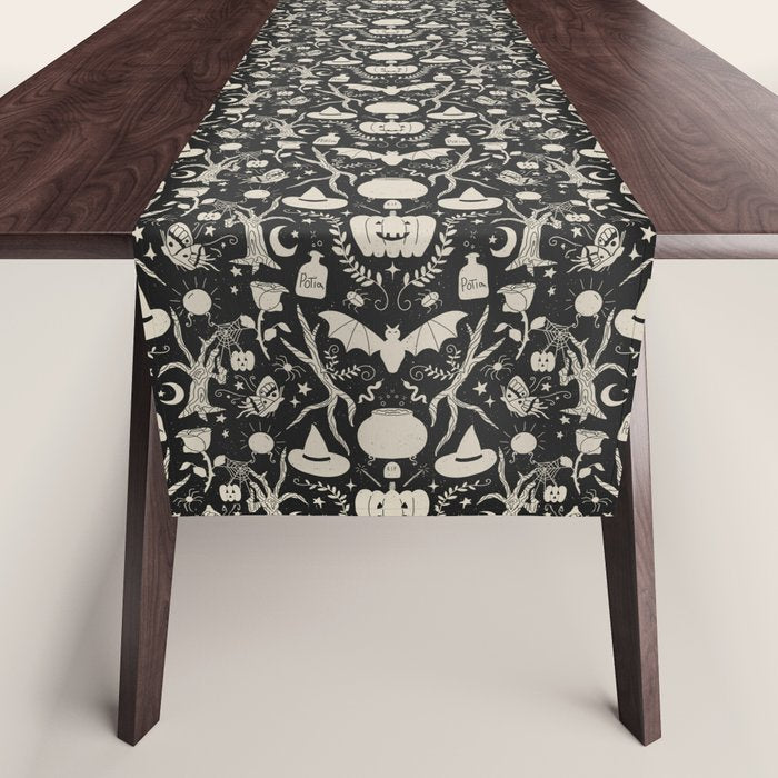 Spooky Things Two Tone - Black Beige Table Runner Gallery Image 1