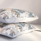 pattern lush blue, beige and white peonies Pillow Sham Gallery Image 3