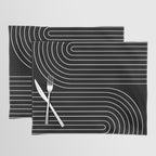 Minimal Line Curvature II Black and White Mid Century Modern Arch Abstract Placemat Gallery Image 2
