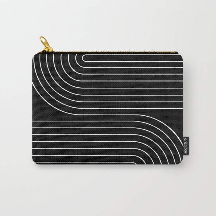 Minimal Line Curvature II Black and White Mid Century Modern Arch Abstract Carry All Pouch Gallery Image 1